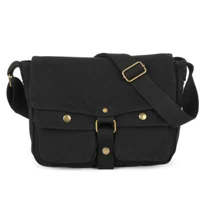 Valleycomfy Vintage Canvas Messenger Bag for Men Crossbody Shoulder Bag Satchel Handbags Black