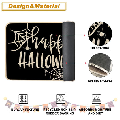 Baccessor Happy Halloween Kitchen Rugs Set of 2, Ghost Pumpkin Kitchen Mats for Floor Hallway Laundry Sink Low-Profile Halloween Holiday Home Decor 17x29 and 17x47 Inch