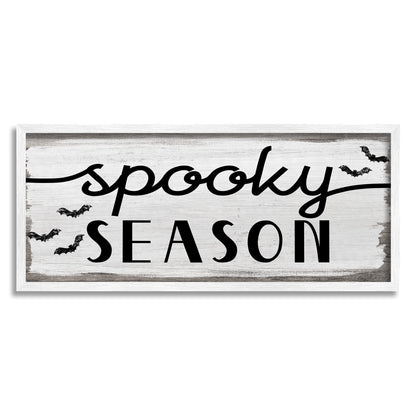'Spooky Season Sign Black Bats Halloween Phrase'| Framed Giclee Art