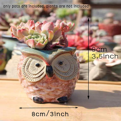 GZQCI 4 Pack Succulent Pots, Ceramic Flower Planter Pot, Small Animal Succulent Planters, Cute Cactus Flower Pot Garden Planters, Spring Gift, Office Home Decoration