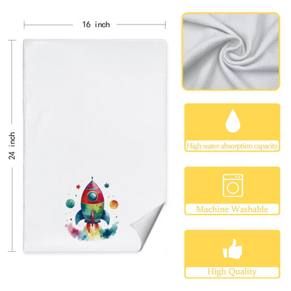 CIOJUNE Space Kids Towels for Bathroom, Astronaut Nursery Decorative Hand Towels, Outer Space Decor for Boys Room, Astronaut Gifts for Kids, 16×24 in Set of 2