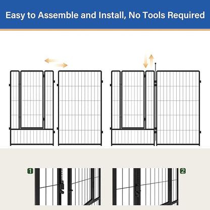 Dog Playpen 42 inch 8 Panels for Indoor & Outdoor Use – Heavy-Duty Metal Pet Fence with Ground Stakes, Rounded Ball Tops for Safety, Stable & Foldable Design, Easy to Assemble