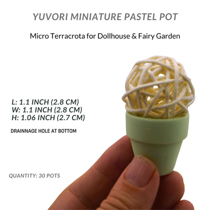 Yuvori Mini Pastel Terracotta Pots for Micro Gardens – 30 Pack, 1.1” Tiny Breathable Clay Planters, Macaron Colors, for Moss, Fairy Gardens, Dollhouses, and Succulents (Blue, 1.1 Inch)