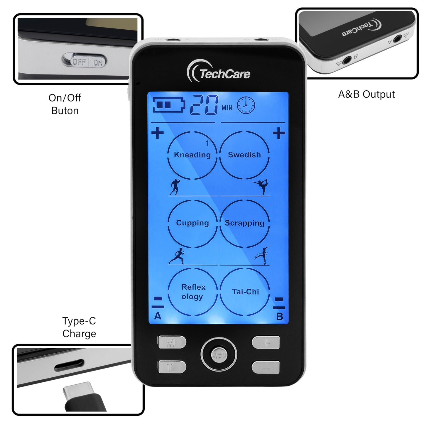 Tens Unit Plus 24 Rechargeable Electronic Pulse Massager Machine Multi Mode Device with All Accessories [New Model]