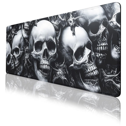 Skull Mouse Pad, Gothic Dark Horror Skeleton Art Halloween Gaming Desk Mat Extended Laptop Keyboard Non-Slip Rubber Base with Stitched Edges for Home, 31.5x11.8in Desk Home Office Gaming
