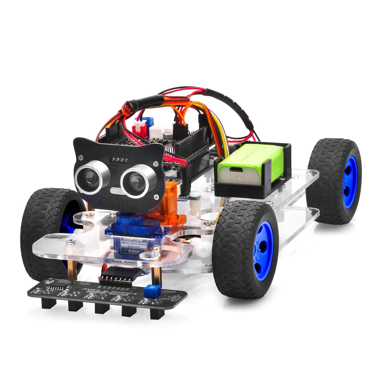 OSOYOO Robot Rc Smart Car DIY Kit to Build for Adults Teens with Servo Power Steering Motor, WiFi, Bluetooth, Code Programmable Compatible with Arduino