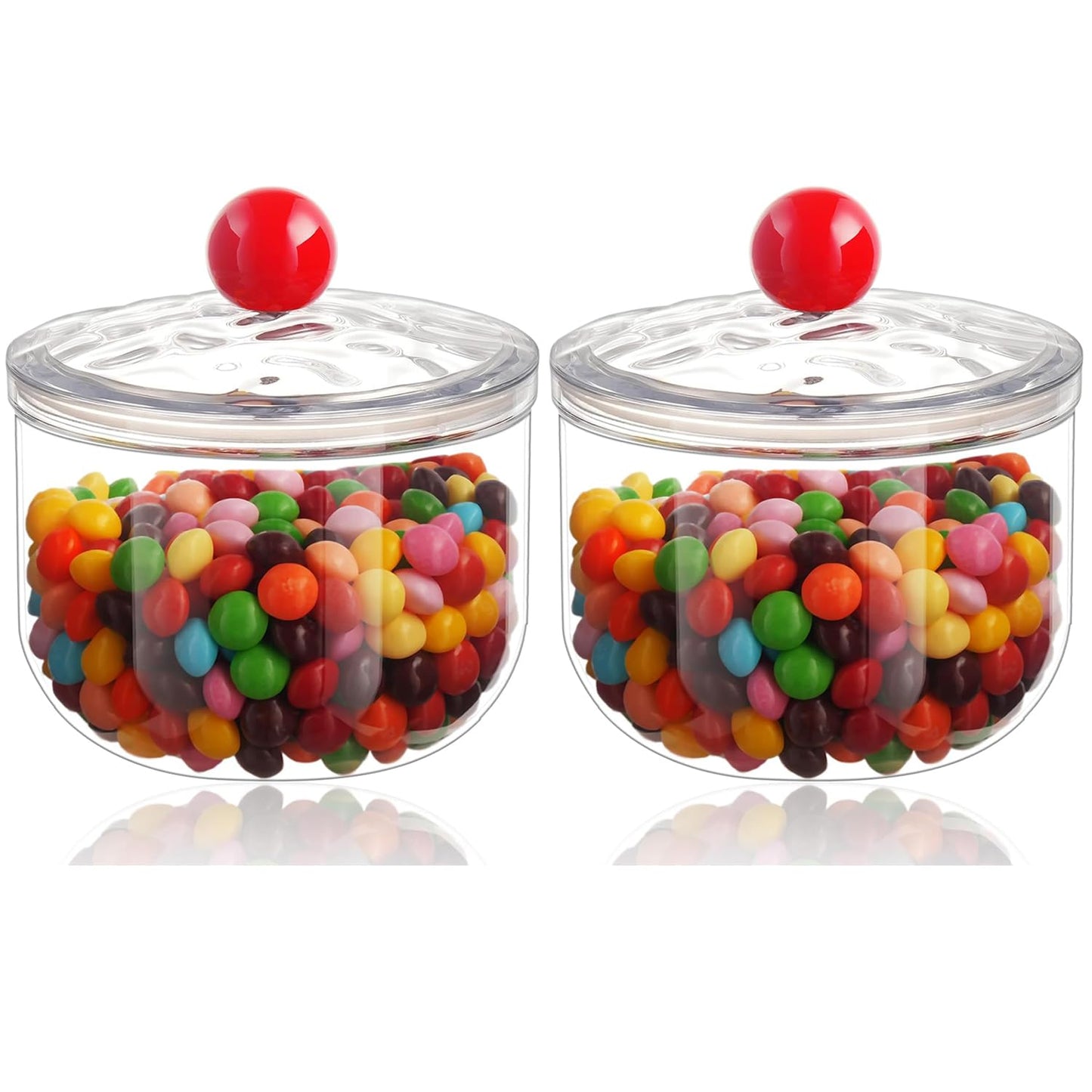 2 Pack Candy Jars with Lids - 30 & 30 OZ Clear Plastic Cookie Storage Containers Airtight Apothecary Canisters for Kitchen Home Decorative Pantry Office Party Organize Sugar Tea Coffee Snacks