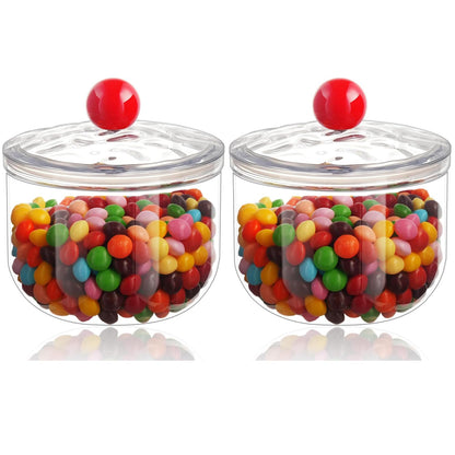 2 Pack Candy Jars with Lids - 30 & 30 OZ Clear Plastic Cookie Storage Containers Airtight Apothecary Canisters for Kitchen Home Decorative Pantry Office Party Organize Sugar Tea Coffee Snacks