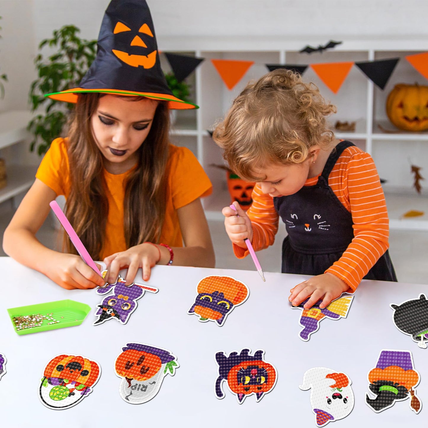 40PCS Halloween Crafts for Adults DIY Diamond Art: DIY Glow-in-The-Dark Refrigerator Magnets Stickers Kit, Magnetic Fridge Decor (Luminous)