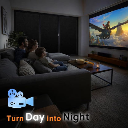 Blackout Window Privacy Film, Removable Window Cover Static Cling, Darkening Light Heat Blocking, Window Tint for Home Garage Bedroom Day Sleep, Black 35.4 Inch * 157.4 Inch