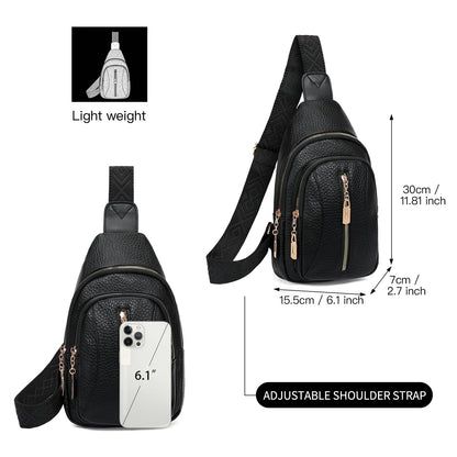 GOIACII Cossbody Bag for Women Sling Bag Anti Theft Travel Purse Fanny Packs Leather Black