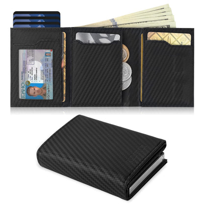 Aibirui Wallet for Men,Trifold Wallets for Men Holds 12 Cards,20 Bills,ID Window | Ridge wallets for men,Minimalist Pop Up Wallet for Men-RFID Blocking Mens Trifold Wallet(Men's Gifts)