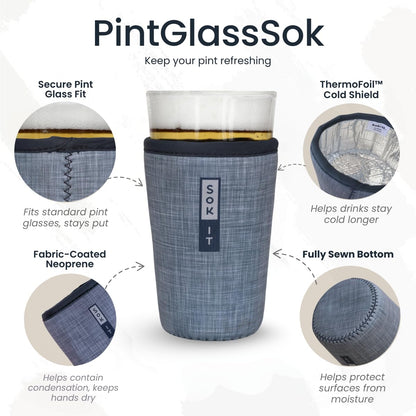 Sok It PintGlassSok Beer Glass Sleeve Insulated Neoprene Cover (Anthracite, Pint Glass Sleeve)