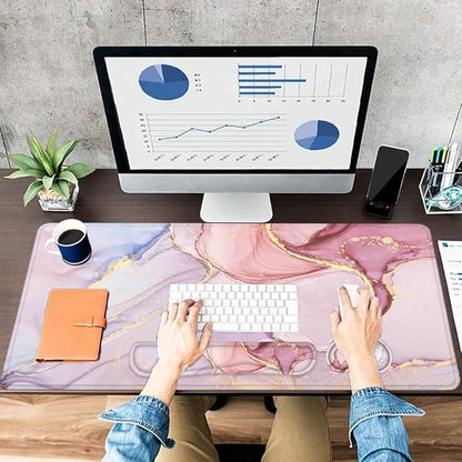 LATEEFAH Desk Mat, Mouse Pad with Wrist Rest, 4-in-1 Large Mouse Pads for Desk, Ergonomic Mouse Pad and Keyboard Wrist Rest Gaming Keyboard Mat for Office, Home