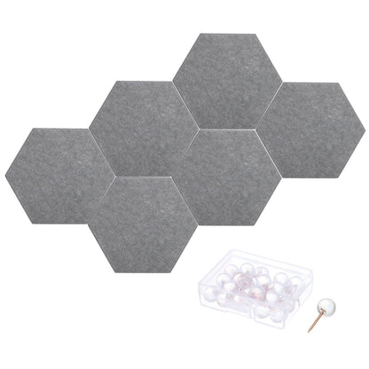 PATIKIL Felt Bulletin Board, 12"x10", 6 Packs Self Adhesive Hexagon Felt Tiles for Sound Proofing Wall Panels for Home Office Recording Studio,Game Room, Dark Gray