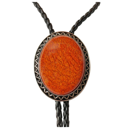 Himongoo Bolo Tie for Men & Women – Orange Coral Stone Western Necklace, Adjustable Cowboy Wedding Jewelry