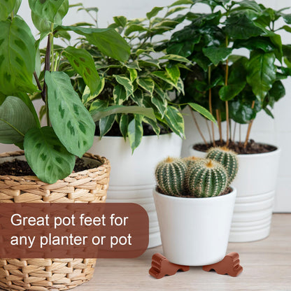Kigeli 6 Pcs Resin Garden Pot Feet for Outdoor Planters 3 Inch Long 1.5 Inch Tall Flower Handmade Elevator Plant Feet Frost Proof Lifter for 14-20 in Pot(Brown)