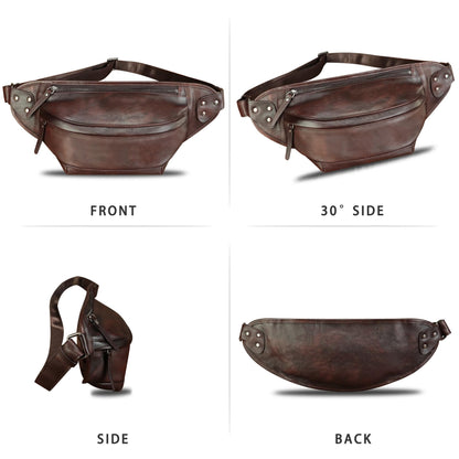 Genuine Leather Fanny Packs for Men and Women Hip Waist Bag Real Leather Fanny Sling Bag Crossbody Chest Purse (Coffee)