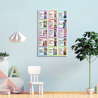 Classroom Rules Educational Posters for Preschool, Home, Middle And High School Classroom Poster Poster for Room Aesthetic Posters & Prints on Canvas Wall Art Poster for Room 16x24inch(40x60cm)