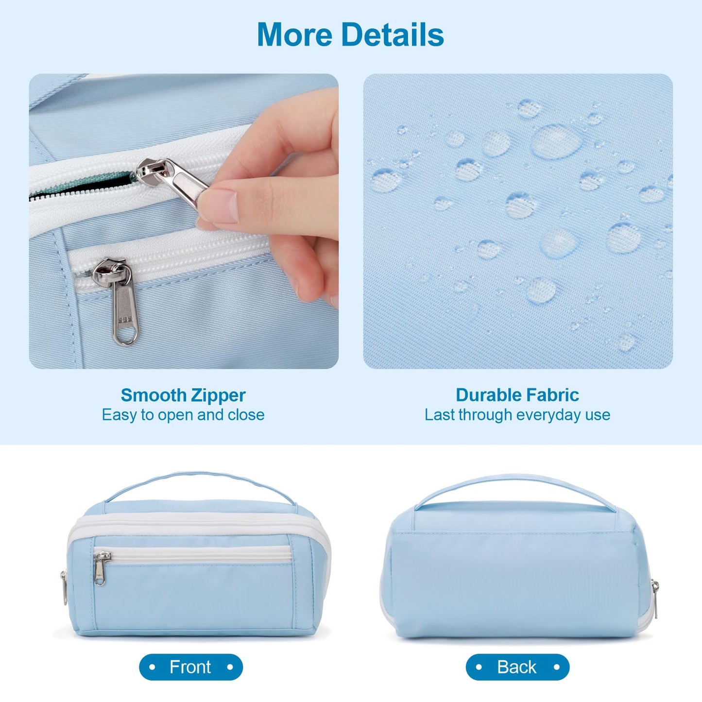 BrainyBees Large Capacity Pencil Case - Pencil Pouch for Teen Girls & Boys, Aesthetic Pouch Organizer with 8 Compartments, Wide Opening Marker Bag for Middle High School College, Fits Calculator, Blue