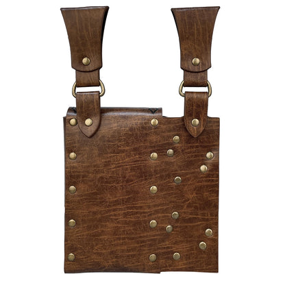 HiiFeuer Medieval Alchemy Faux Leather Belt Bag with 2 Cork Potion Vials, Fantasy Wizard Waist Pouch Side Pack for Ren Faire (Light Brown B)