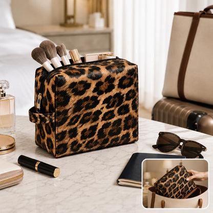 imerelez 3PCS PU Leather Makeup Bag, Large Travel Cosmetic Pouch, Cute Toiletry Organizer for Women, Set of 3