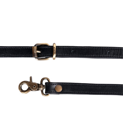 Hell Blues Genuine Leather Purse Strap Replacement ~Womens Crossbody Bags 48"-57" Long Adjustable Strap, Black with Brass Accessories (.75" Wide)