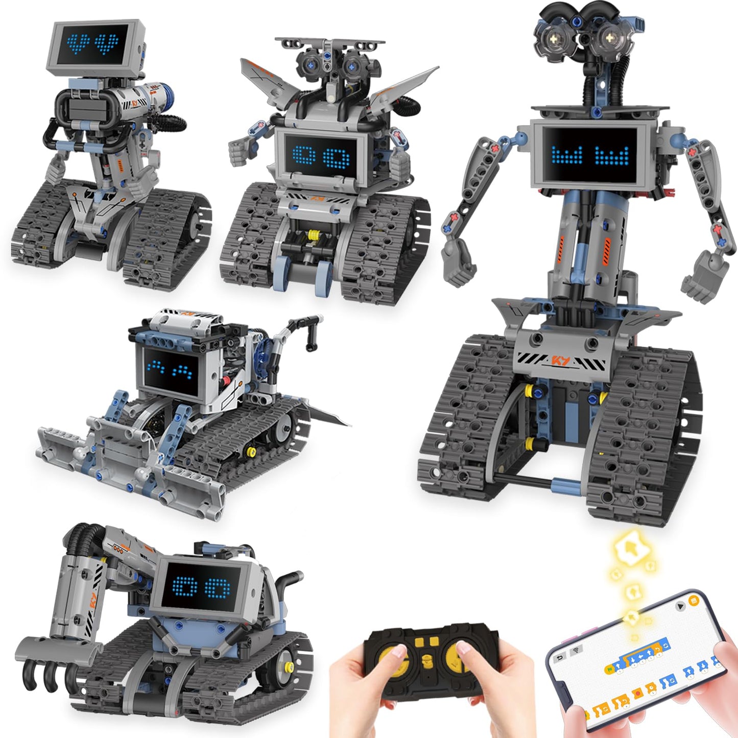 Ansnibe Robot Building Kit with APP/Remote Control STEM Gifts for Boys Age 8-16,Technic Coding Robotic Toys for Kids Birthday, Buildable 5in1 Models with 352+ Pieces