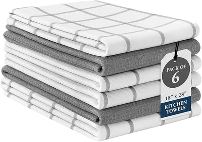 LANE LINEN Cotton Kitchen Towels and Dish Cloths Set, Quick-Drying Dish Towel