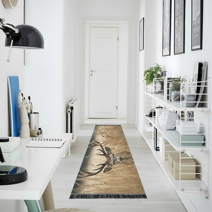 YETTASBIN Deer Runner Rug 2' X 6', Anti Fatigue Large Floor Mat Soft Absorbent Washable Linen Area Rug with Non-Slip Rubber Back for Entryway, Bedroom, Hallway, Kitchen