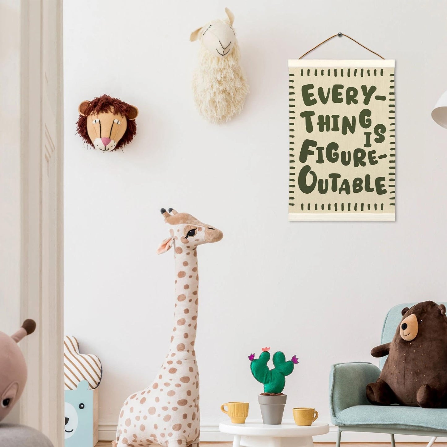 LKETW Everything Is Figureoutable Inspirational Poster Hanger Frame 12x16 Inch, Positive Affirmations Wall Art Posters for Classroom, Motivational Hanging Banner Decor for Home Office Bedroom