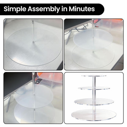 Vankcp 1 Pcs Cupcake Stand, 4-Tier Round Acrylic Cupcake Display Stand for 50 Cupcakes, Clear 4 Tier Cupcake Stand for Wedding Birthday Party，Halloween