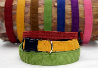 Hemp Corduroy Dog Collar Available in 9 Colors (Rust, Marigold, Bronze, Avocado, Blue, Plum, Pink, Red, Black) Sold in 6 Sizes (3/4" Small, Bronze)