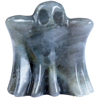 QLRSUXN Labradorite Crystal Ghost, 1.8in Ghost Decor, Cute Natural Crystal Ghost Statue,Halloween Figurines Hand-Carved, Spooky and Decoration for Halloween Home Office Mantel Decor