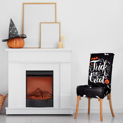 JarThenaAMCS 8Pcs Halloween Chair Covers Spooky Ghost Pumpkin Bat Dining Chair Slipcovers Black Removable Seat Covers for Home Kitchen Hotel Restaurant Decor