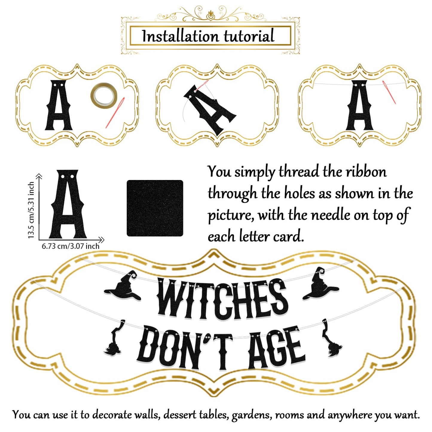 Witches Don't Age Banner - Halloween Birthday Party Decorations - Halloween Birthday Banner