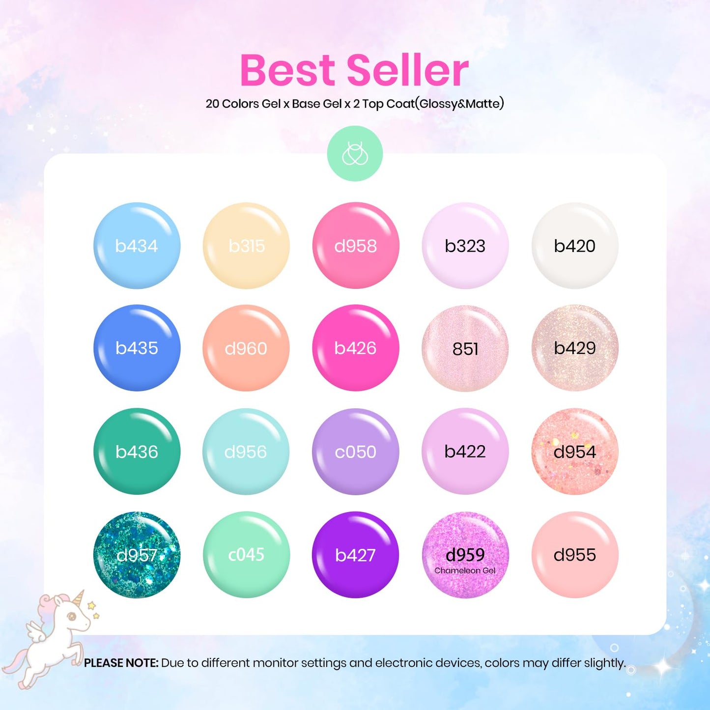 Beetles Cat Eye Gel Polish Set - 24Pcs 20 Colors Glitter Dark Color Changing Gel Nail Polish Kit with Base Gel Glossy Matte Top Coat Soak off UV DIY Nail Art Salon Ombre Black Nails Gift