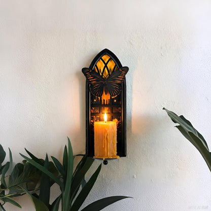 AimtoHome Gothic Moth Cathedral Window Wall Candle Sconces Set of 2