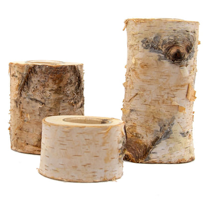 Vkinman 3Pcs Wooden Tea Light Candle Holders, Personalized Birch Wood Votive Tealight Holder for Birthday, Holiday, Party, Wedding, Table Decoration (2in, 4in, 6in)