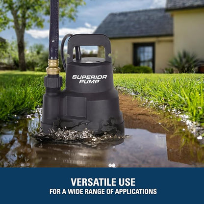 Superior Pump 91016 Thermoplastic Oil-free Utility Pump, 1/6 HP, Black