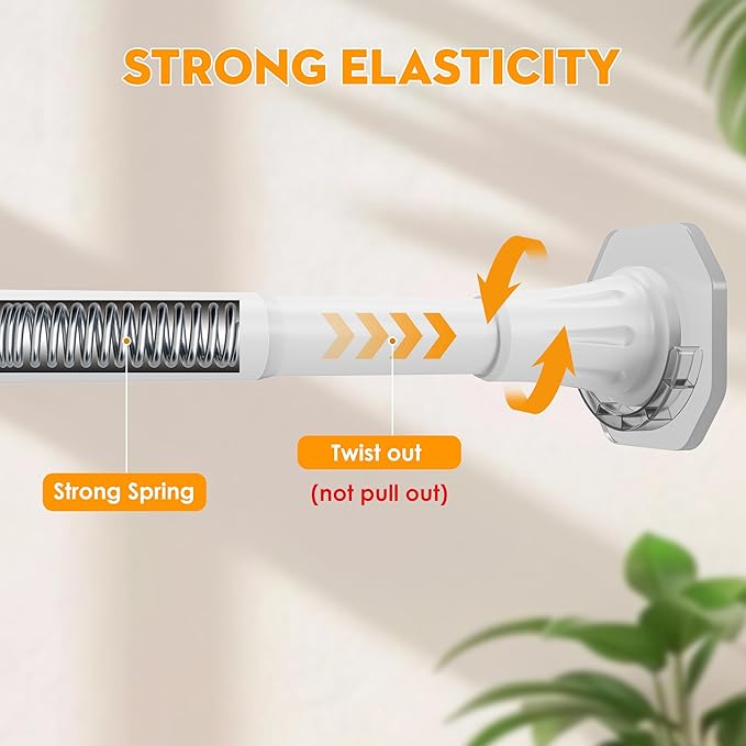 1.1 Inch Diameter Tension Closet Rods for Hanging Clothes 32-97 Inch, Adjustable Pole Closet to Hang Clothes, Heavy Duty Closet bar for Wardrobes with No Drilling Holder, White