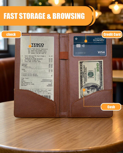 Goodsmart Check Presenters for Restaurant, PU Leather 5 Packs Guest Check Book Waitress Books for Servers (5 Packs, Brown)