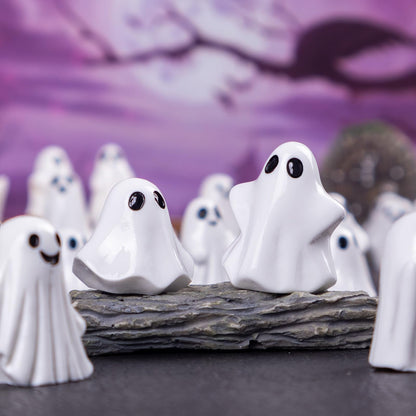 Cutecutedy 60Pcs Mini Resin Ghost Figurines,Tiny Little Ghosts for Halloween Decor,Cute Spooky Vase Filler,Tiered Tray & Table Centerpiece,Miniature Party Favors,Home Decor
