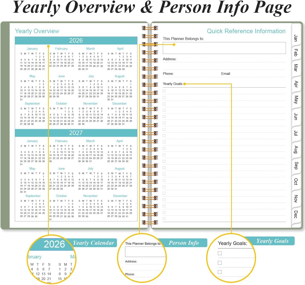 2026 Appointment Book & Planner - Hourly Planner from January 2026 - December 2026, Weekly Appointment Book 2026 with 30-Minute Interval, 6.4" x 8.5", Green