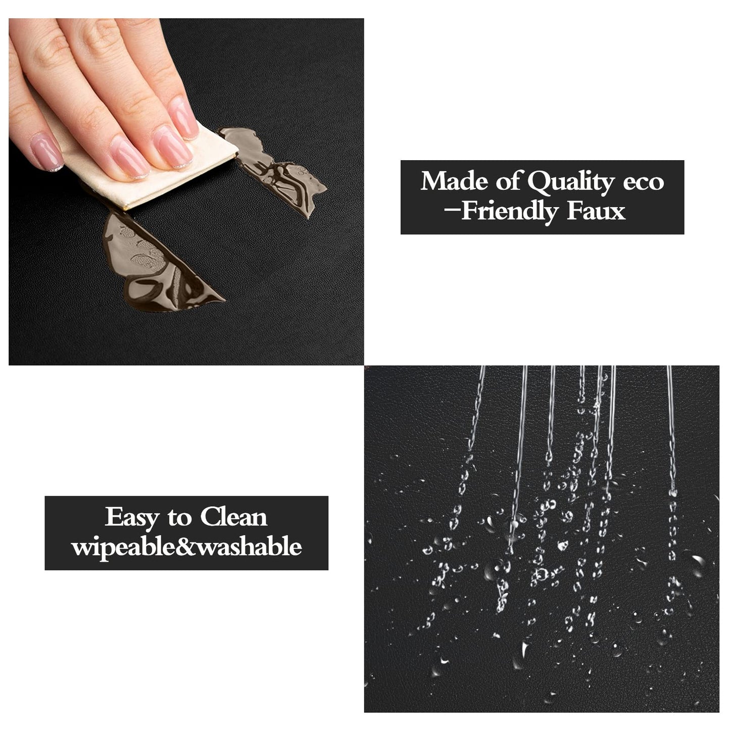 Herda Black Placemats Set of 6 for Dining Table Mats, Faux Leather Place Mats Wipeable Washable Placemats for Round Table Mats for Dining Patio Heat Resist Easy to Clean Halloween Place Mats Indoor