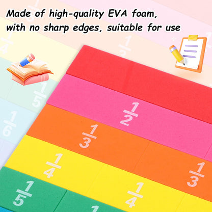 12 Sets Rainbow Fraction Tiles Set, Plastic Fractions Manipulatives Math Magnetic Manipulatives for The Home Curriculum