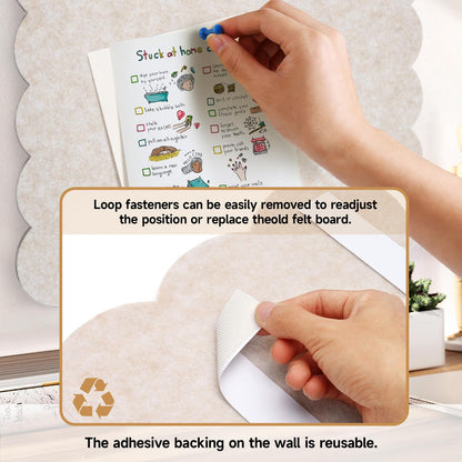Felt Bulletin Board 24" x 18" Cork Board Alternative,Decorative Felt Pin Board Foldable Cork Boards for Walls Self-Adhesive Cork Board for Home Office Classroom Pin Board (Oatmeal)