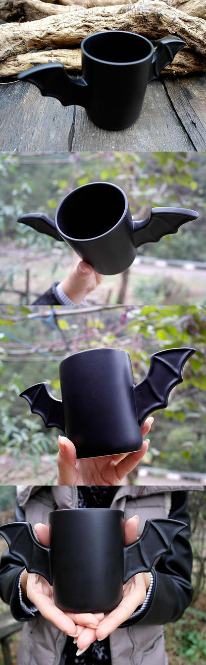 Hyzone Creative Bat Shaped Ceramic Coffee Cup, Water Cups With Peculiar Designs, Fashionable Tea Cups (Bat)