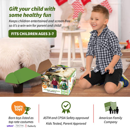 Born Toys 3-in-1 Toddler Dress Up Clothes for Boys & Girls Ages 3-7, Gardener, Farmer, Explorer or Safari Outfit, Pretend Play Career Outdoor Adventure Set, Washable Costumes for Kids, Gift Ready Set
