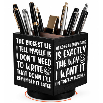 Outus Funny Coworker Gift Pen Holder for Desk, Sarcastic Office Desk Decor, Rotating Wooden Pencil Holder, Funny Office Gift for Women Men Boss Coworkers (Black)